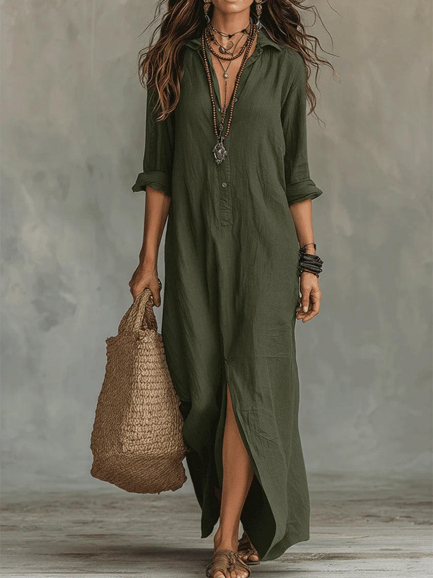 Vestido Maxi con Botones para Mujer