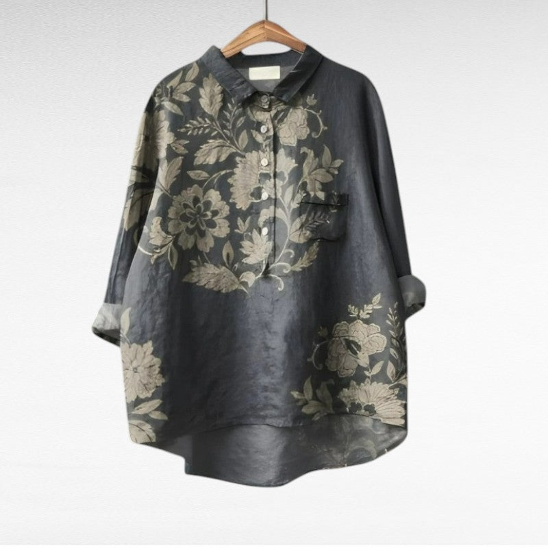 Blusa Floral de Manga Larga para Mujer