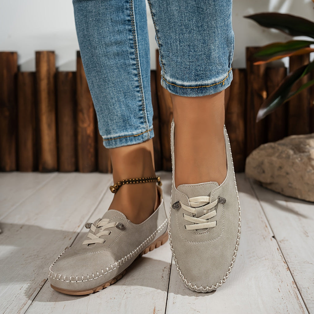 Mocasines de Punta Redonda y Tacón Bajo para Mujer