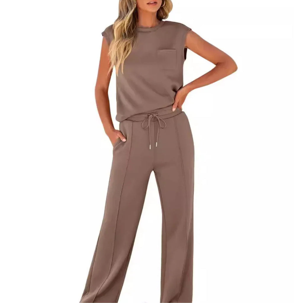 Conjunto Casual de Pantalón y Top Sin Mangas para Mujer