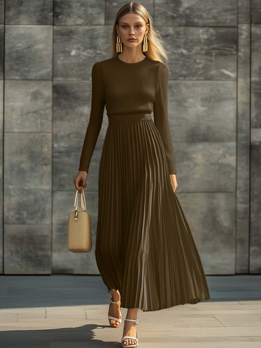 Vestido Maxi con Diseño Plisado para Mujer
