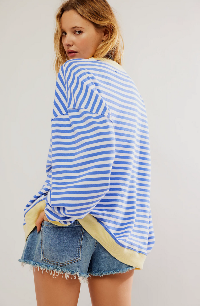 Suéter Oversize a Rayas con Cuello Redondo y Estilo Pullover para Mujer