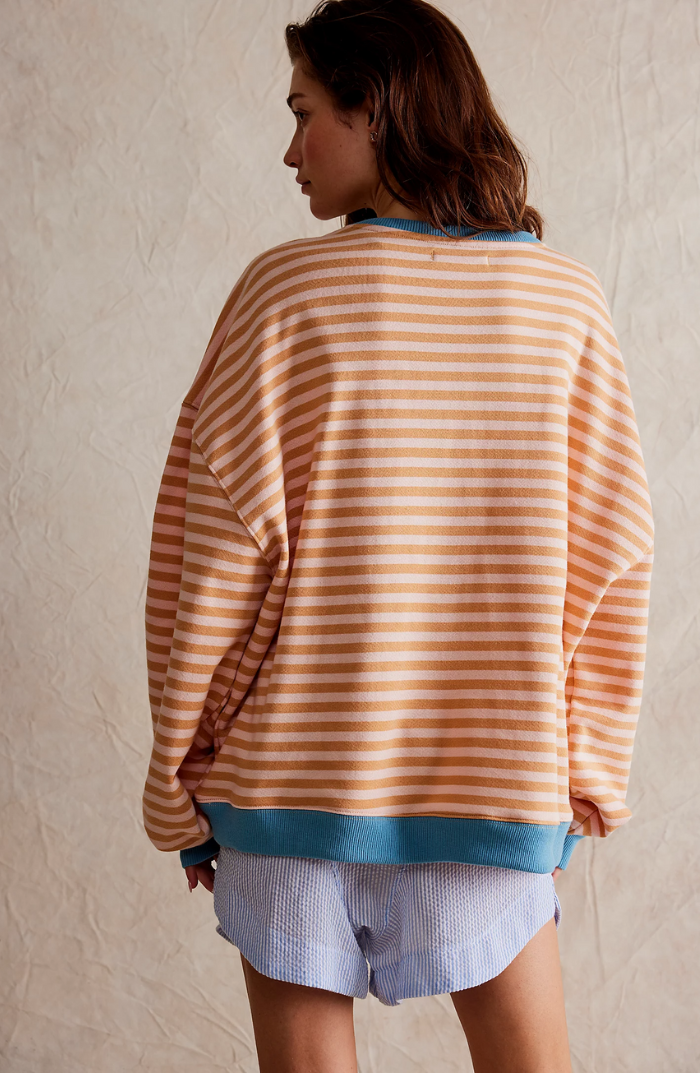 Suéter Oversize a Rayas con Cuello Redondo y Estilo Pullover para Mujer