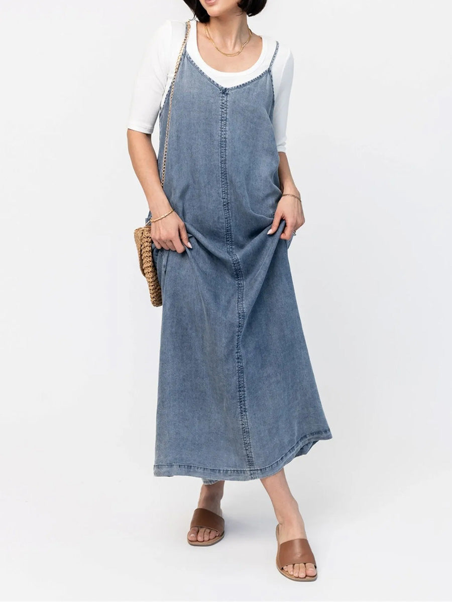 Vestido Maxi de Mezclilla Corte Relajado para Mujer