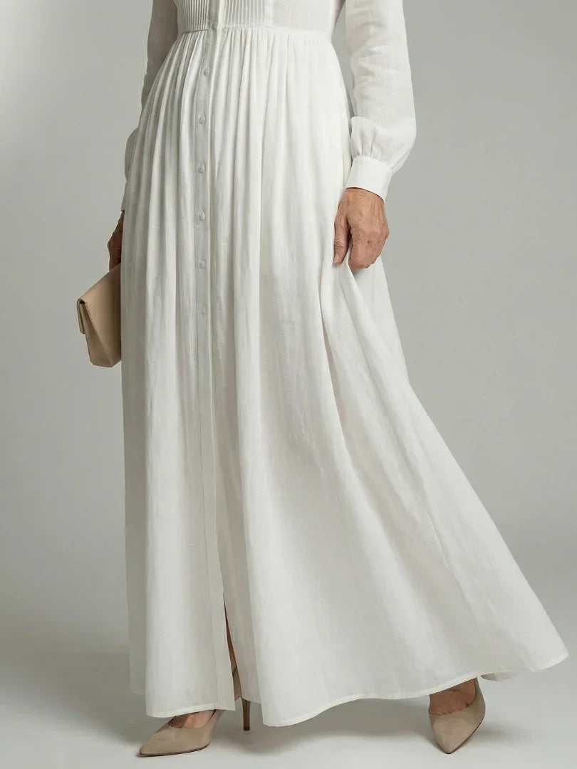 Vestido Camisa Maxi de Manga Larga con Bolsillos para Mujer