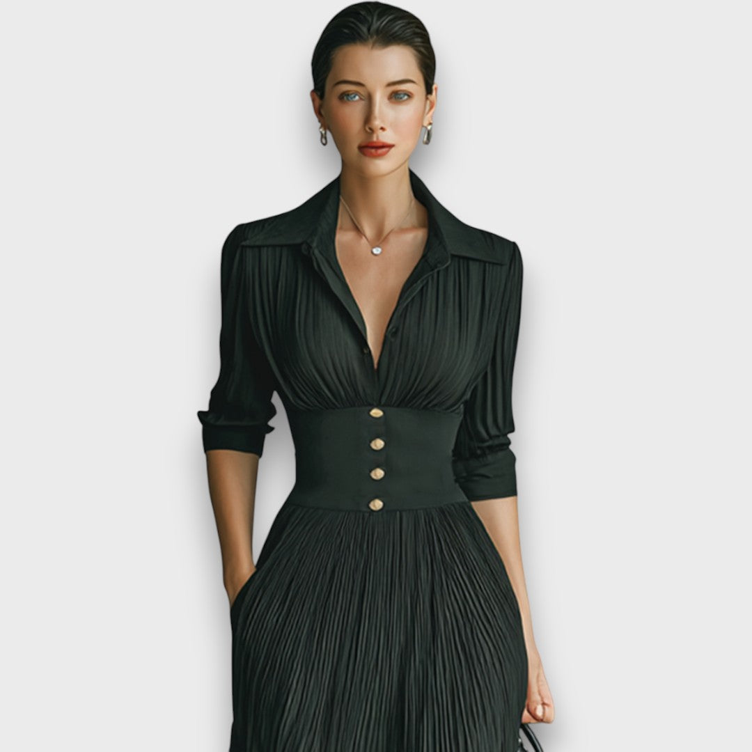 Long Sleeve Pleated Maxi Dress for Women