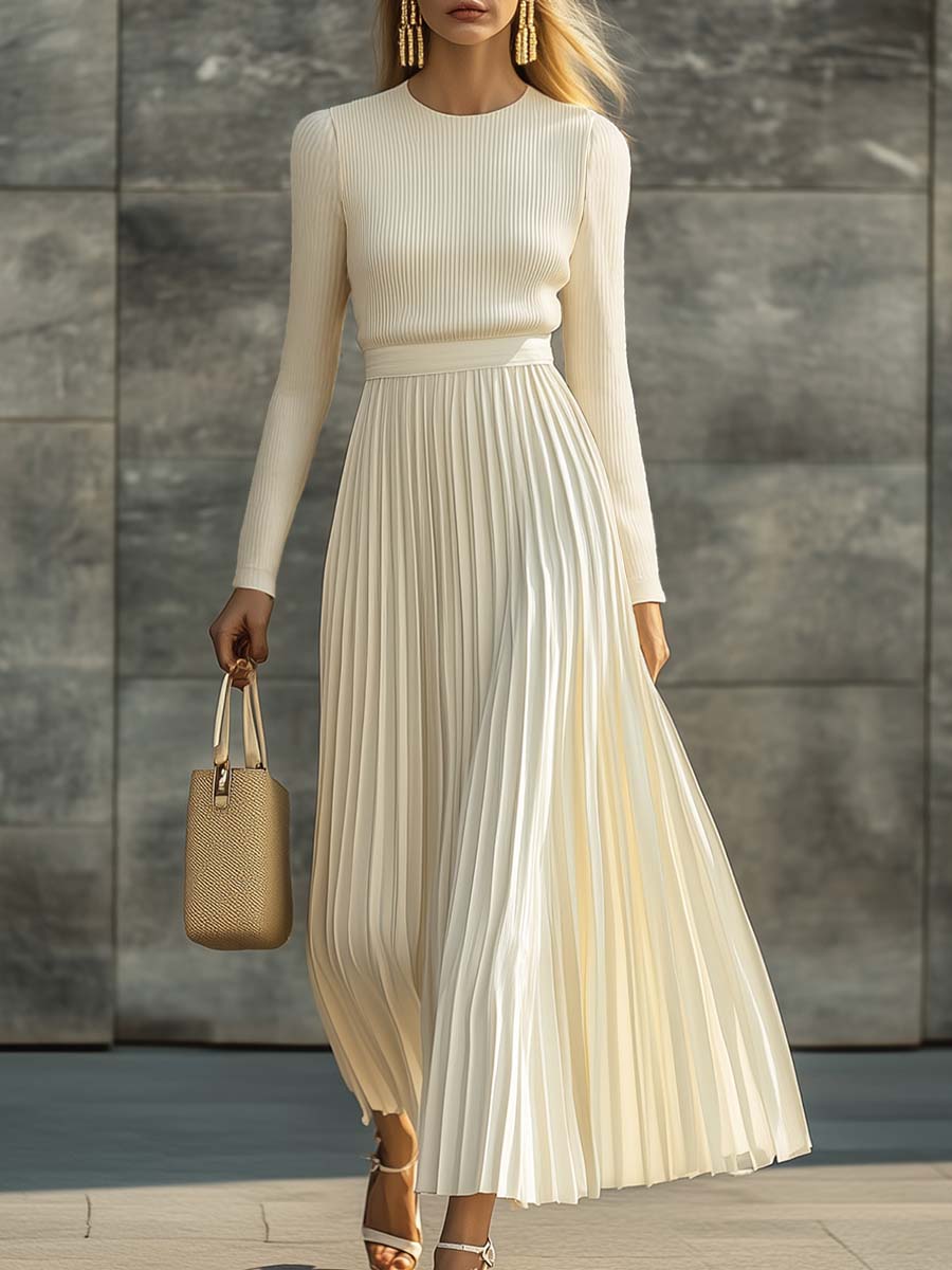 Vestido Maxi con Diseño Plisado para Mujer