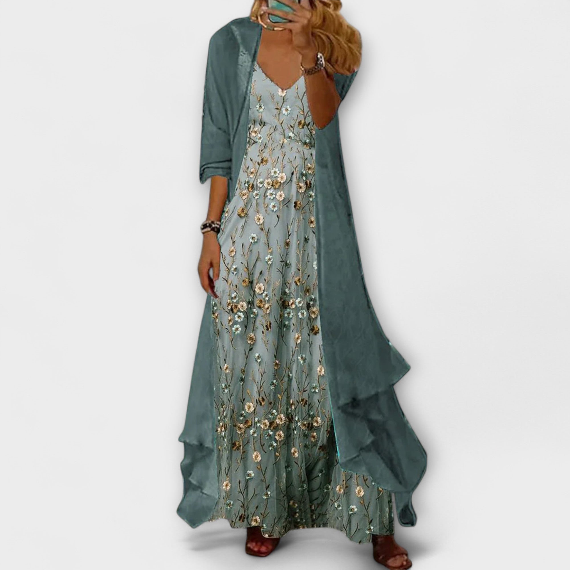 Conjunto de Dos Piezas con Vestido Maxi para Mujer