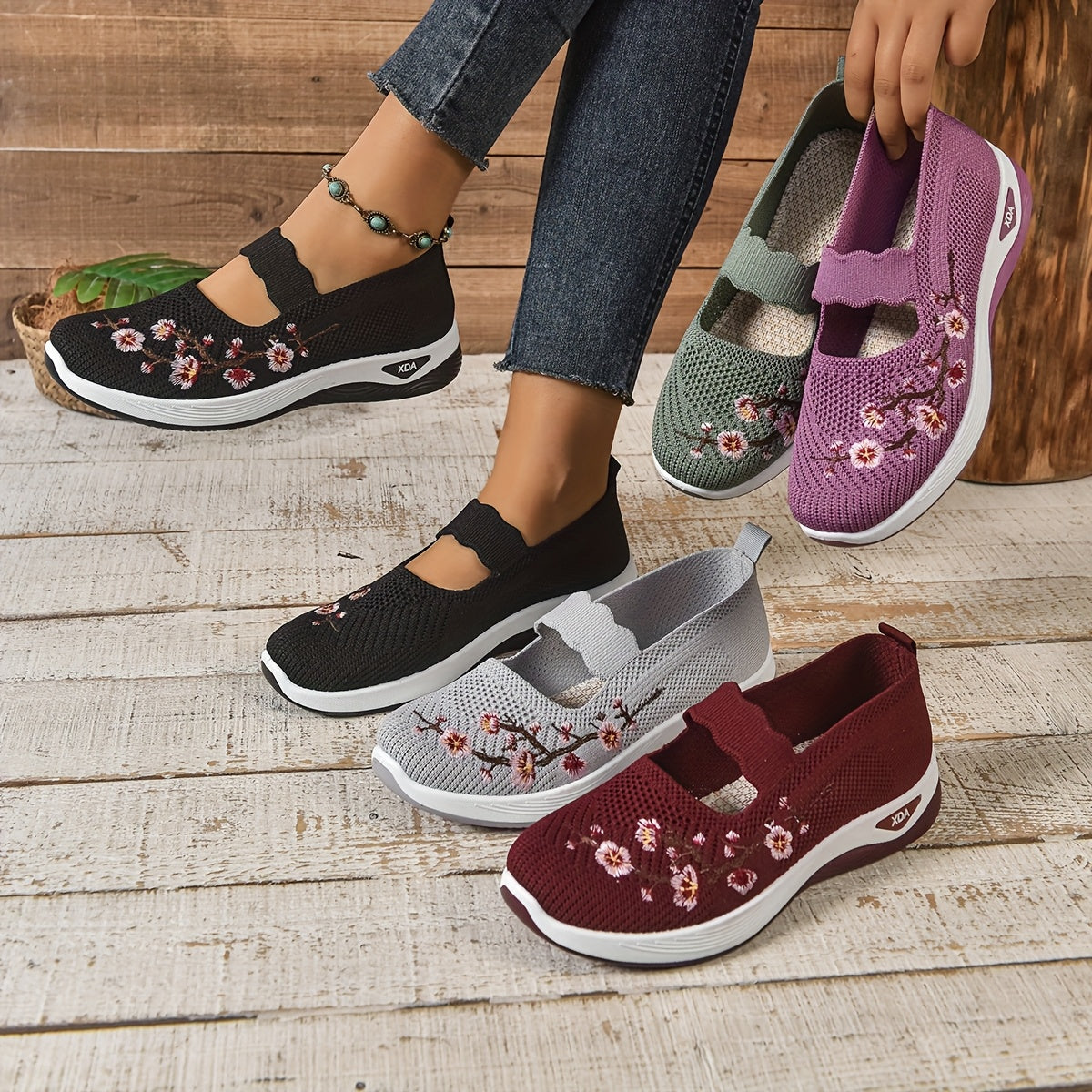 Zapatos sin cordones de malla para mujer
