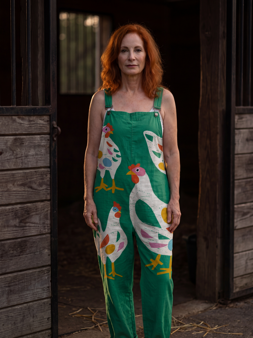 Chicken Print Overalls for Women