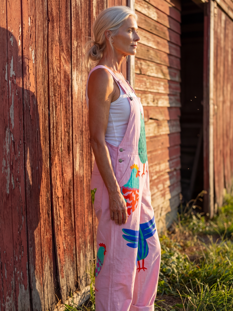 Chicken Print Overalls for Women