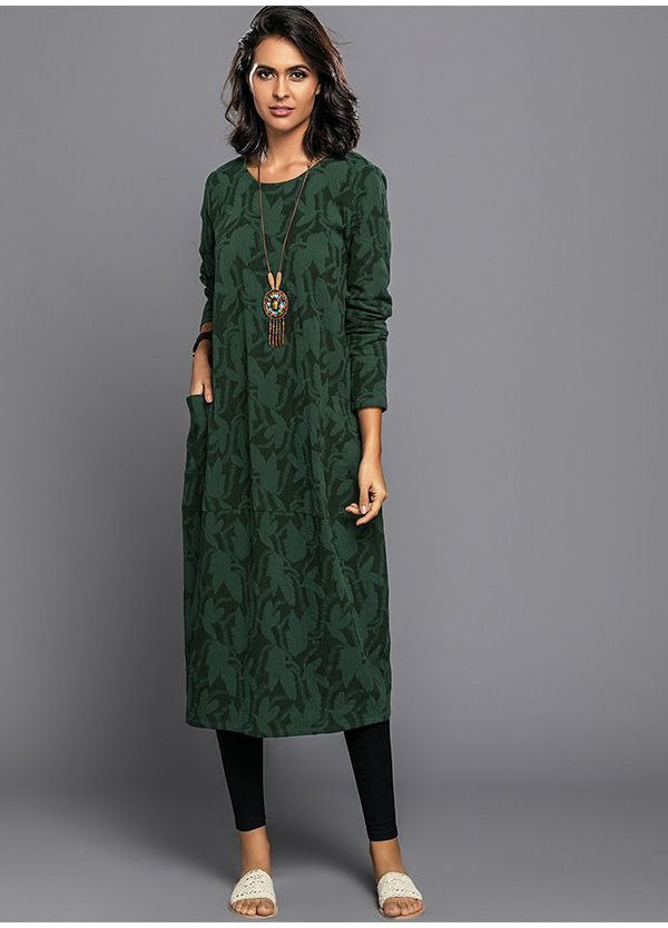 Vestido Midi de Manga Larga para Mujer
