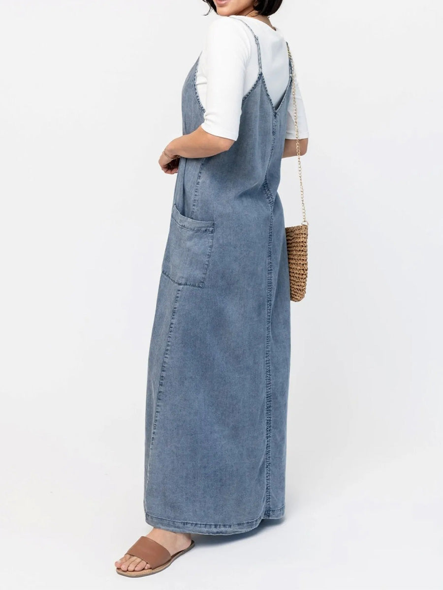 Vestido Maxi de Mezclilla Corte Relajado para Mujer