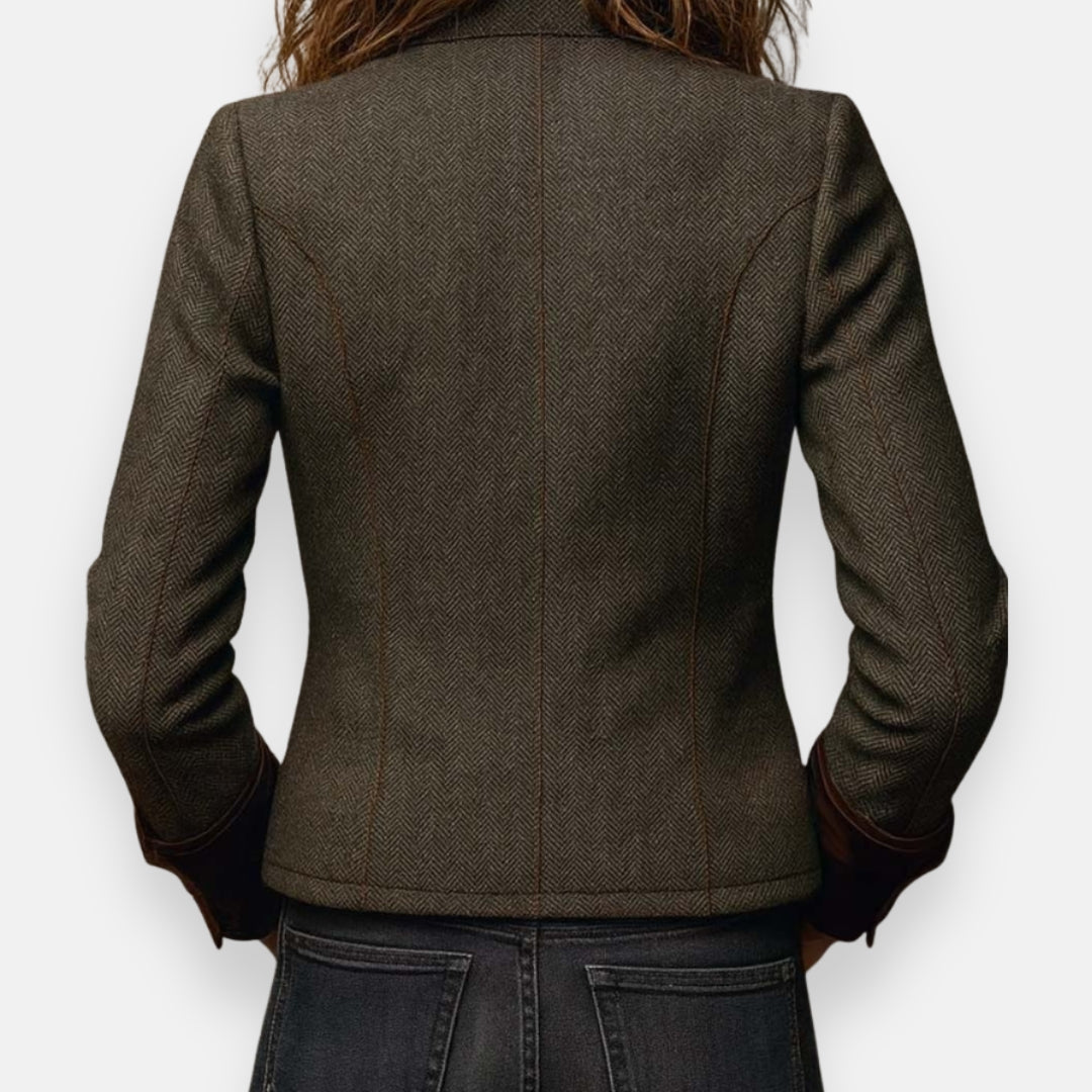 Tweed Blazer with Velvet Details for Women