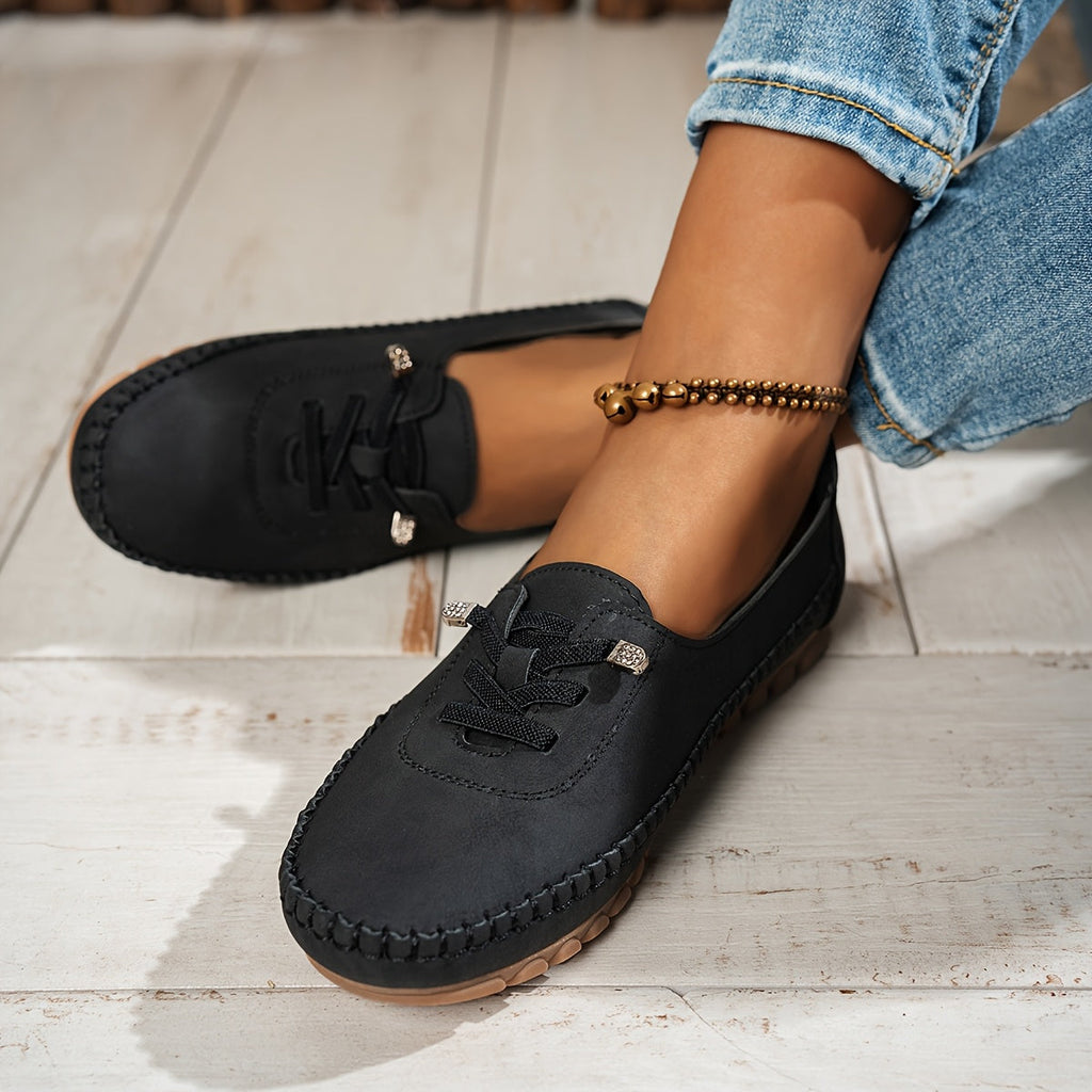 Mocasines de Punta Redonda y Tacón Bajo para Mujer