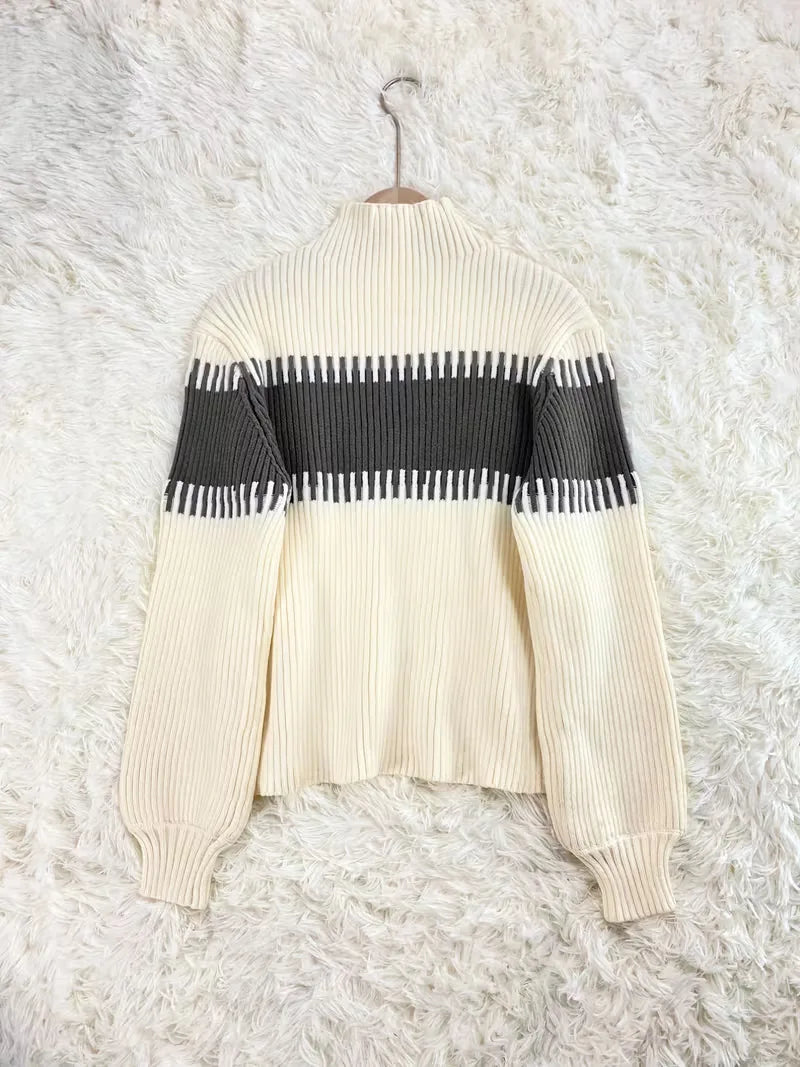 Falda Midi de Cintura Alta y Suéter Oversized de Punto Acanalado para Mujer