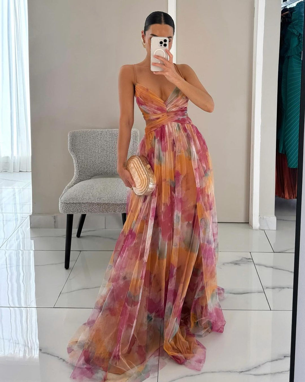 Vestido Largo Estampado Floral para Mujer