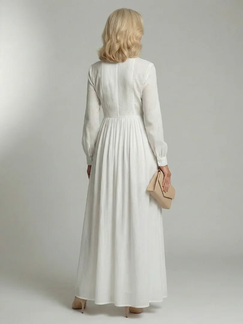 Vestido Camisa Maxi de Manga Larga con Bolsillos para Mujer