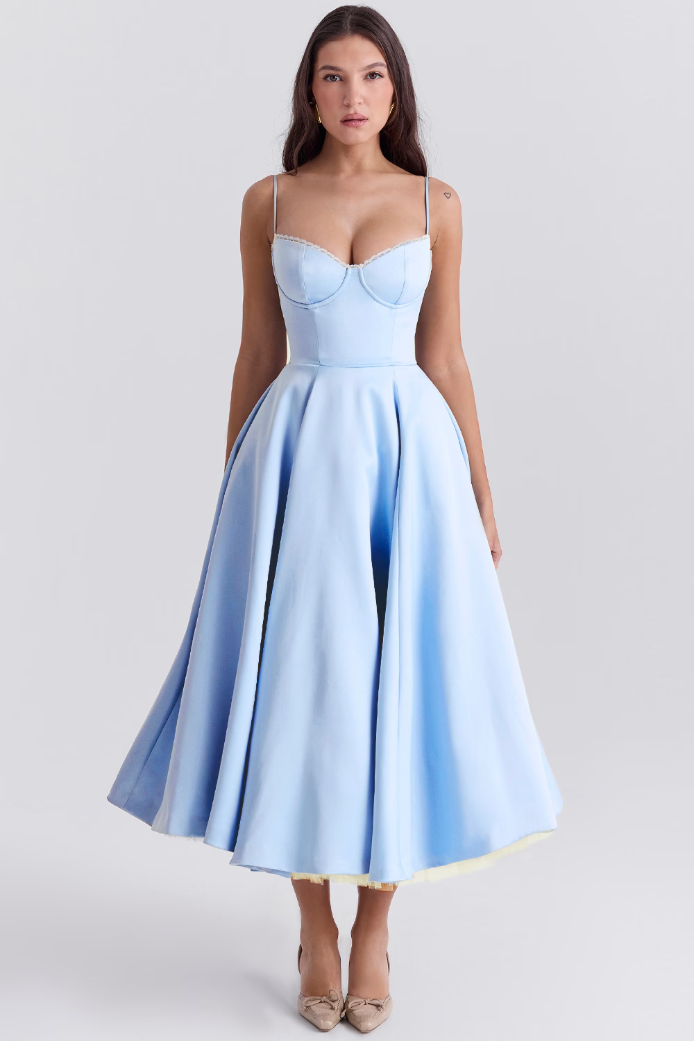 Vestido Midi con Efecto Ceñido para Mujer