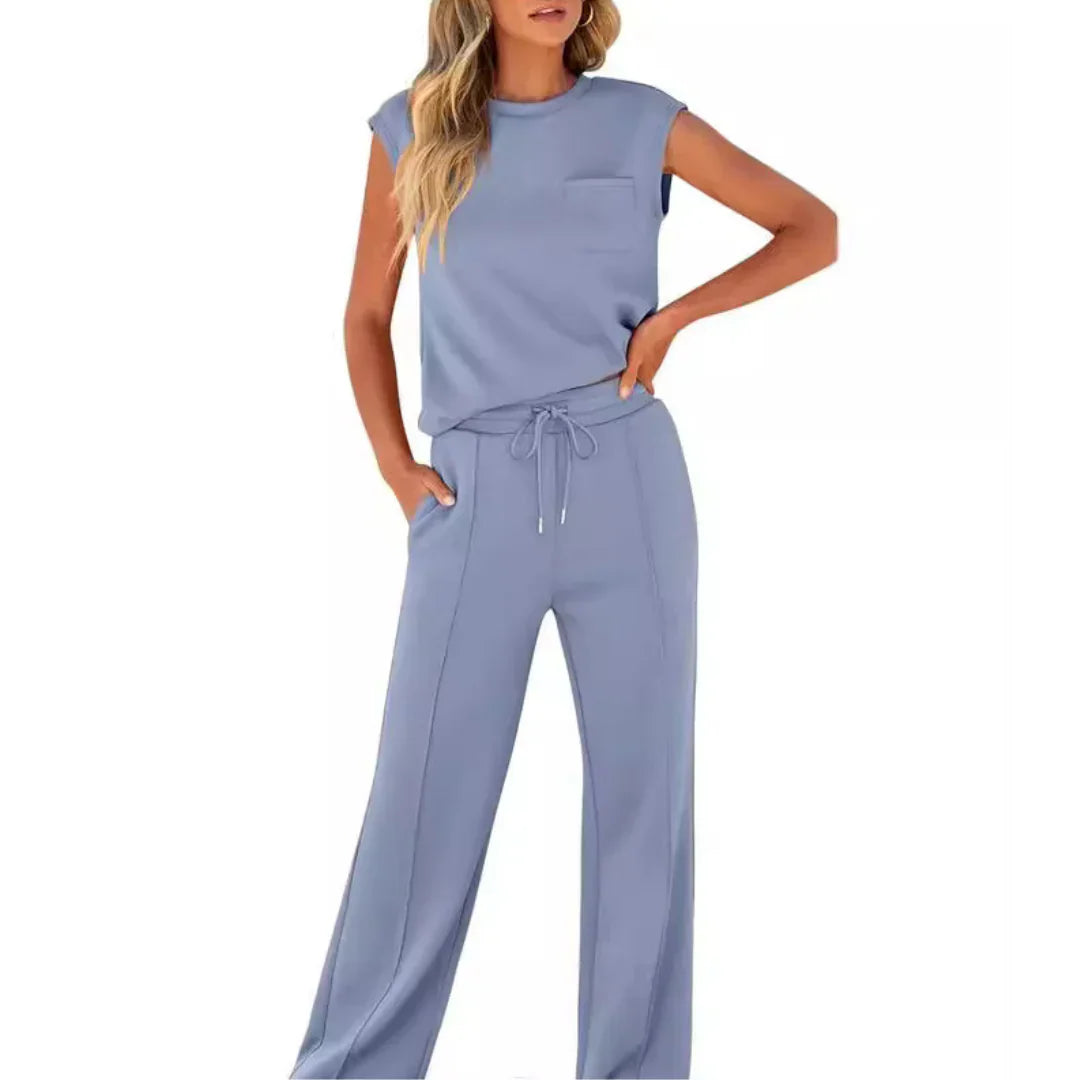 Conjunto Casual de Pantalón y Top Sin Mangas para Mujer