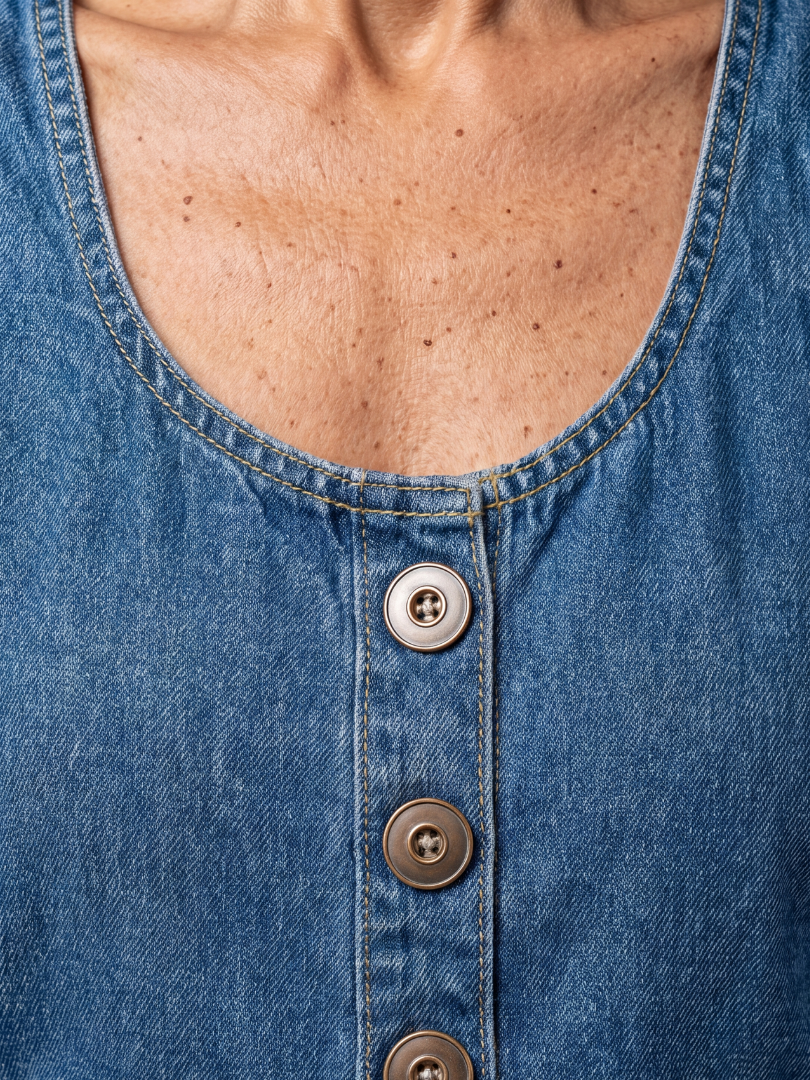 Button Front Denim Overalls for Women