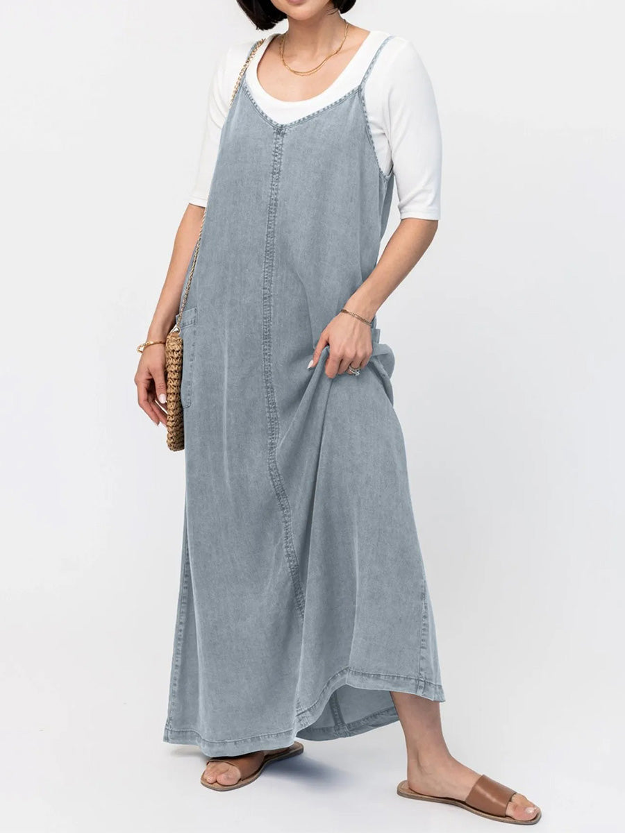 Vestido Maxi de Mezclilla Corte Relajado para Mujer