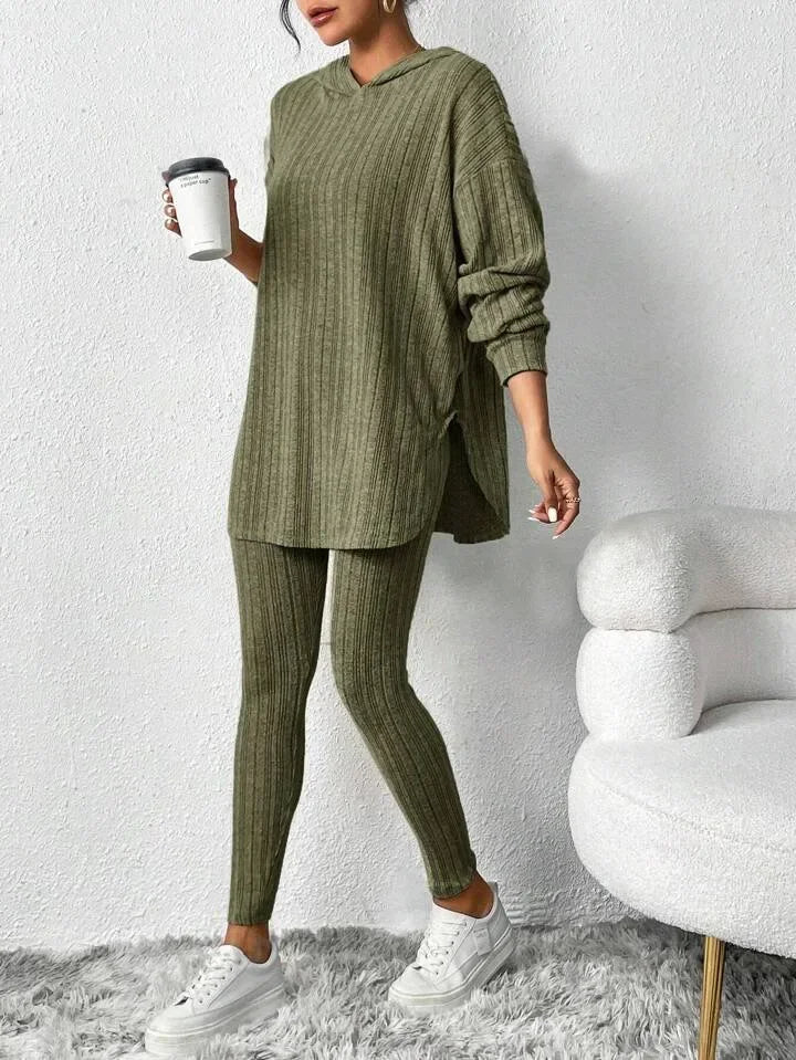Conjunto de Lounge de Punto Acanalado para Mujer