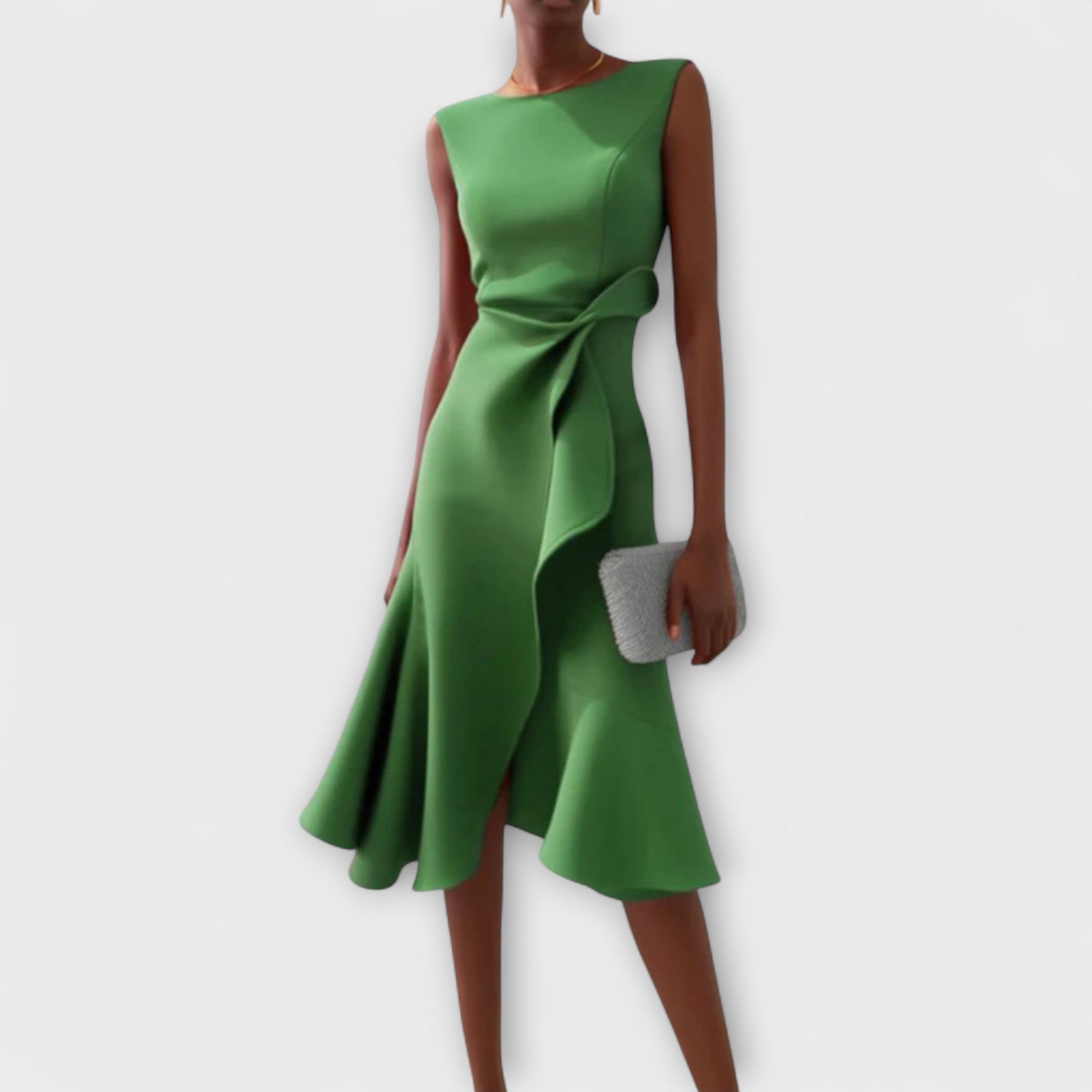 Vestido Midi Drapeado Asimétrico para Mujer