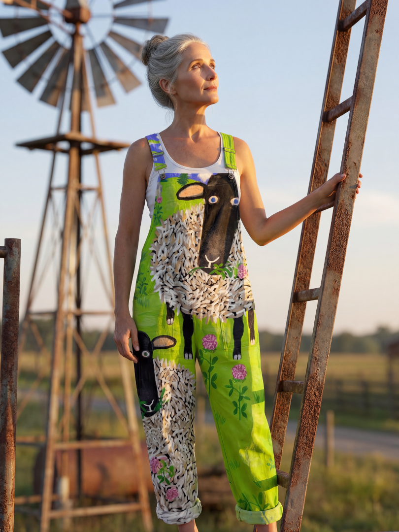 Overalls with Sheep Print for Women