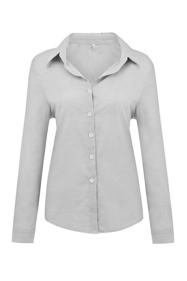 Casual Long Sleeve Linen Blend Shirt for Women