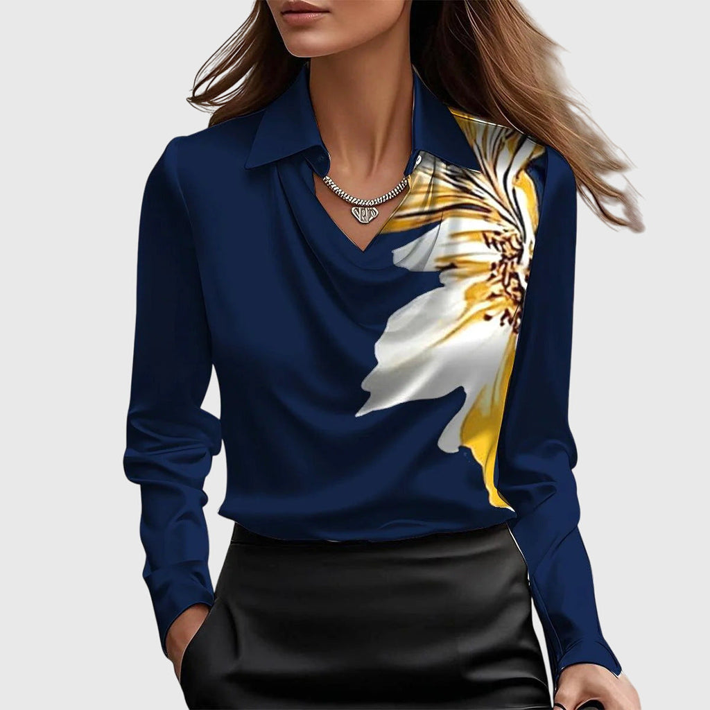 Camisa Satinada de Manga Larga para Mujeres