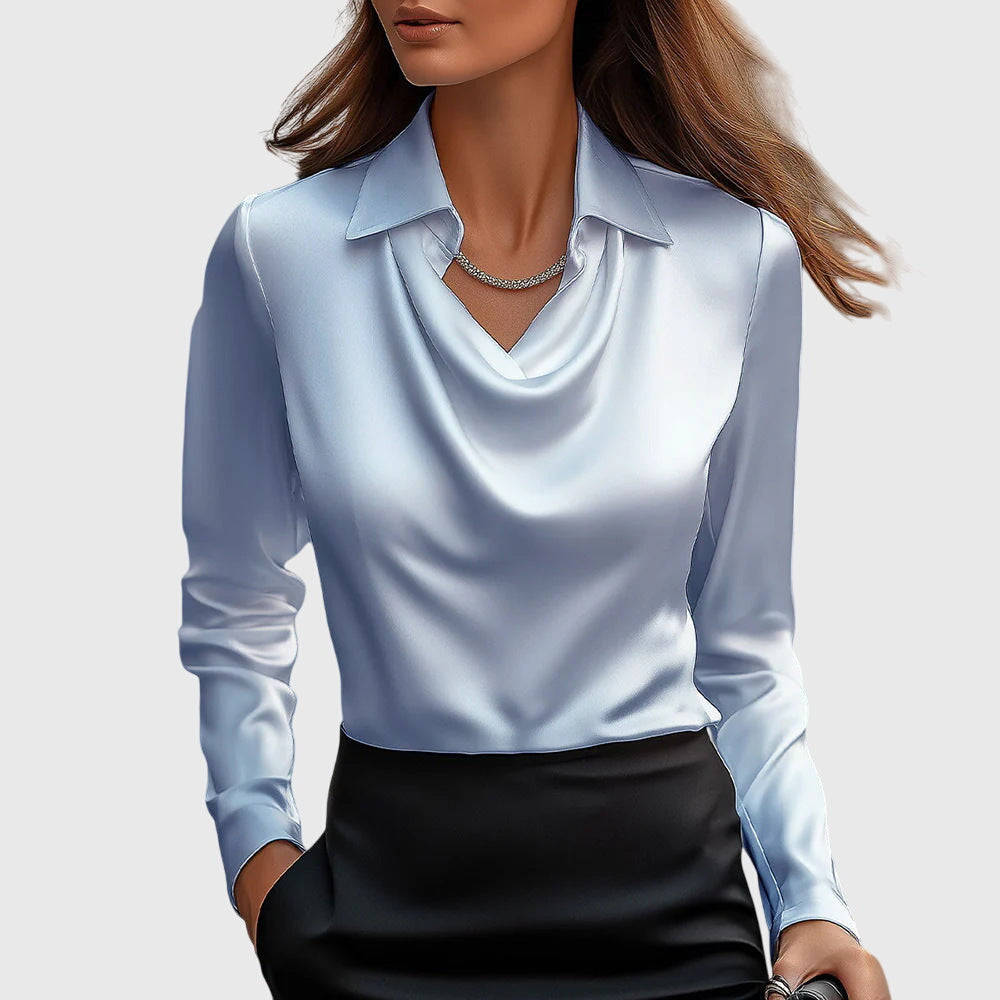 Camisa Satinada de Manga Larga para Mujeres