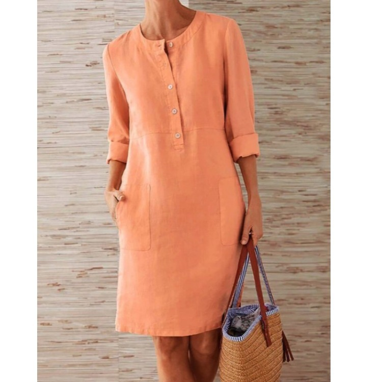 Vestido de Algodón y Lino con Bolsillos para Mujer | Ideal para el Día a Día