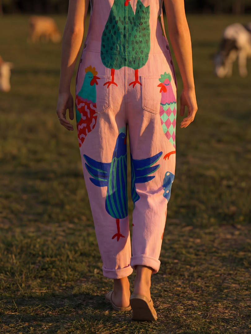 Chicken Print Overalls for Women