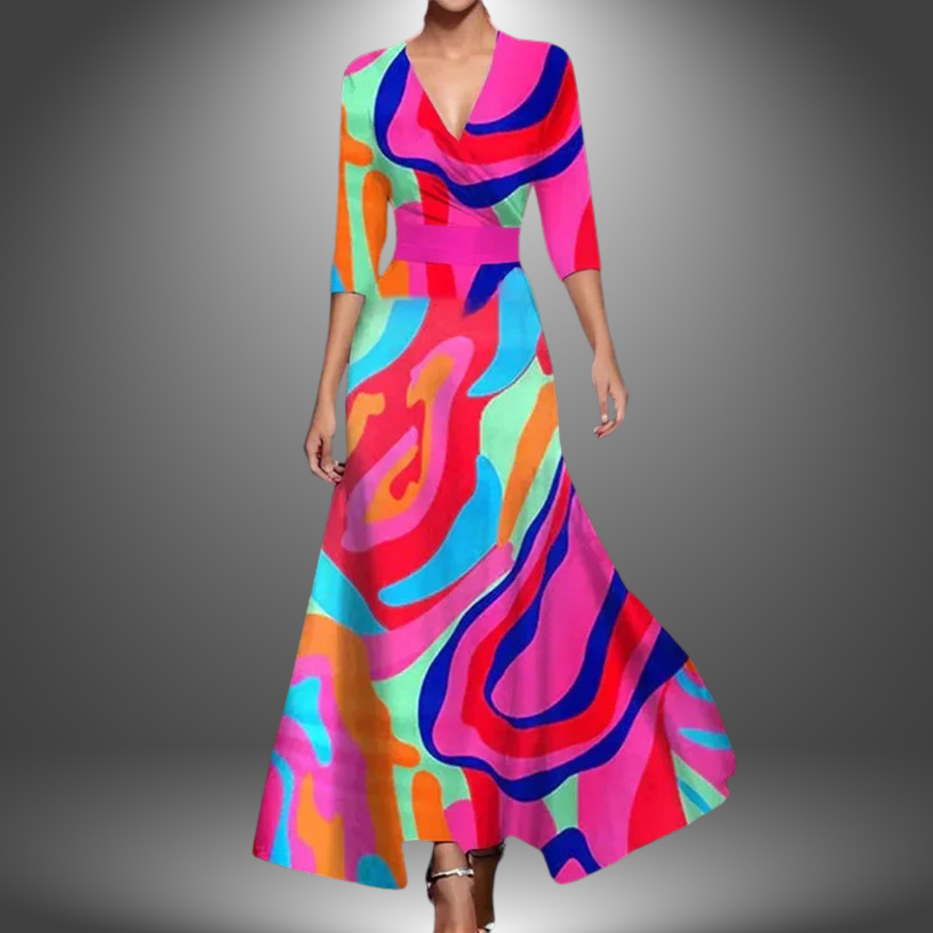 Vestido Elegante de Noche con Estampado Floral para Mujer
