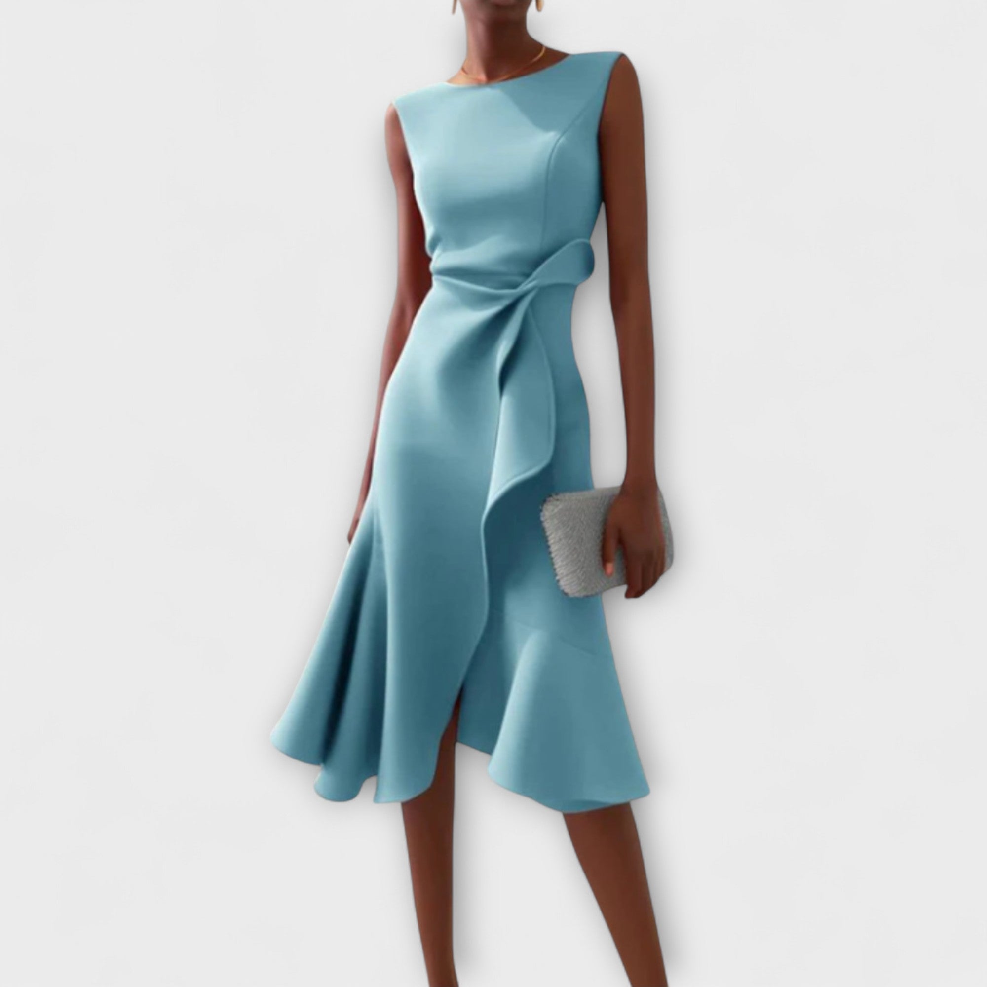Vestido Midi Drapeado Asimétrico para Mujer