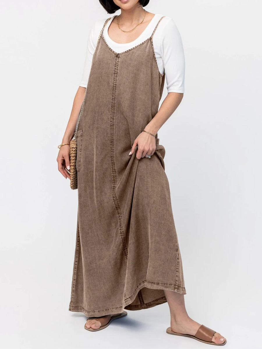 Vestido Maxi de Mezclilla Corte Relajado para Mujer