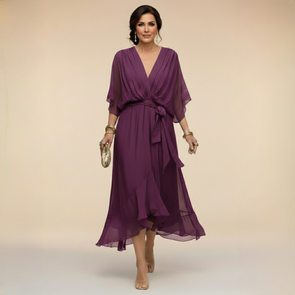 Vestido Largo con Lazo de Chifón para Mujer