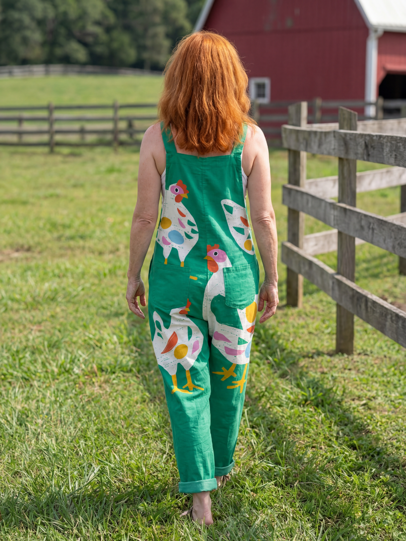 Chicken Print Overalls for Women
