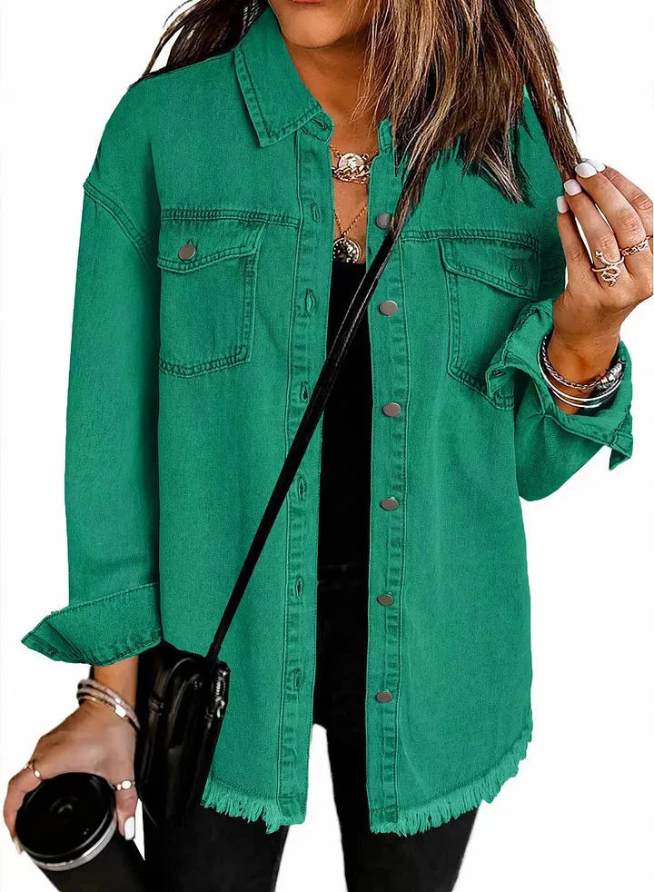 Chaqueta Camisera de Mezclilla Relajada para Mujer