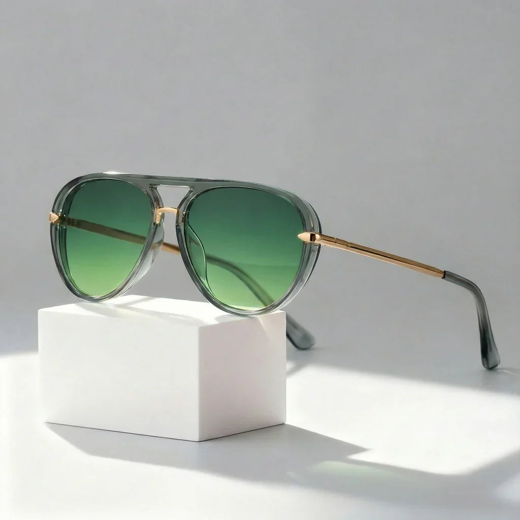 Gafas de Sol Aviador con Diseño de Doble Puente para Mujer