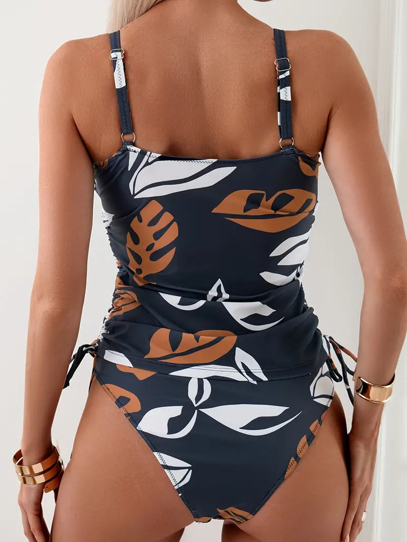 Tankini con Estampado Floral Ajustable para Mujer