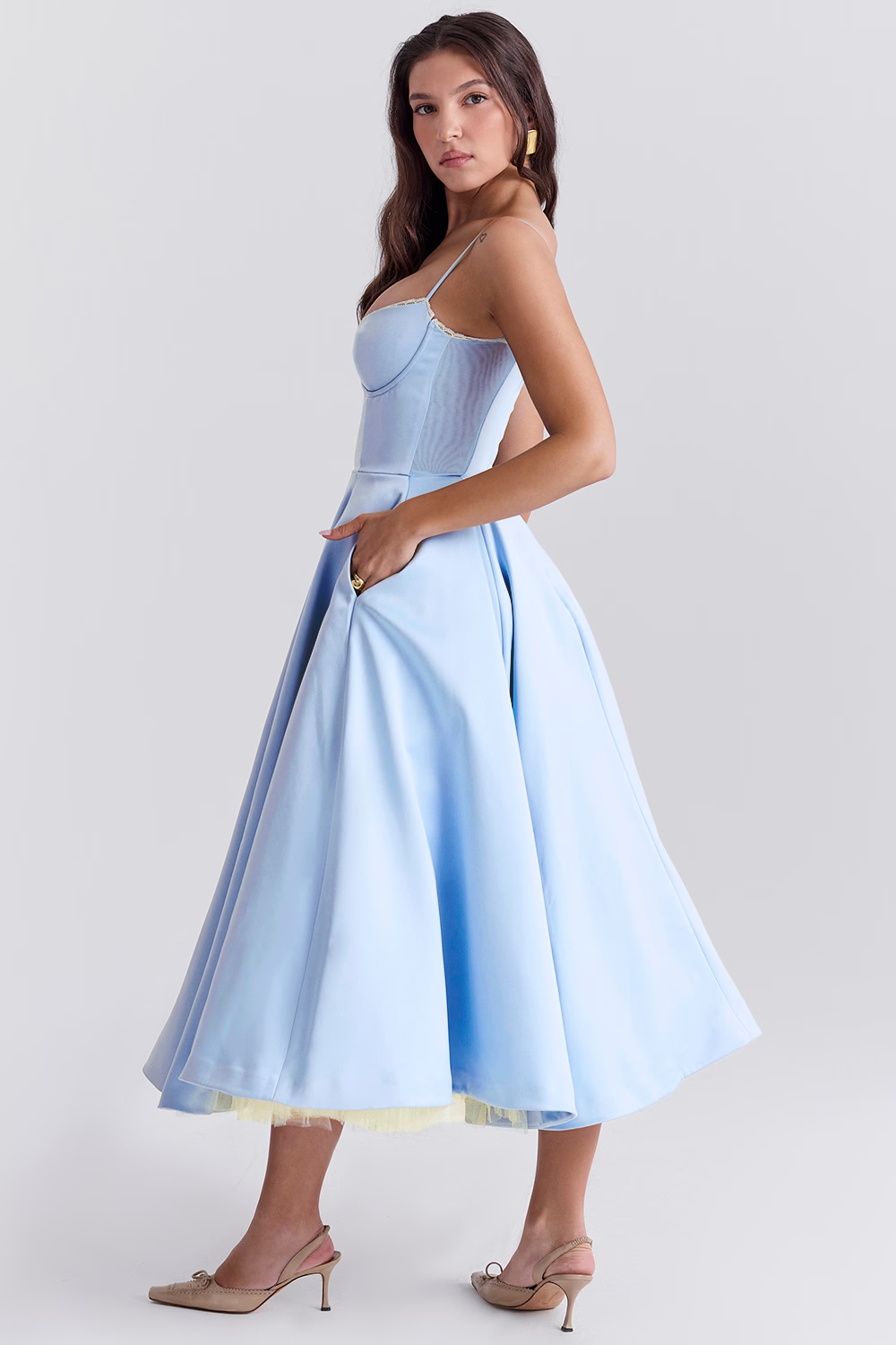 Vestido Midi con Efecto Ceñido para Mujer