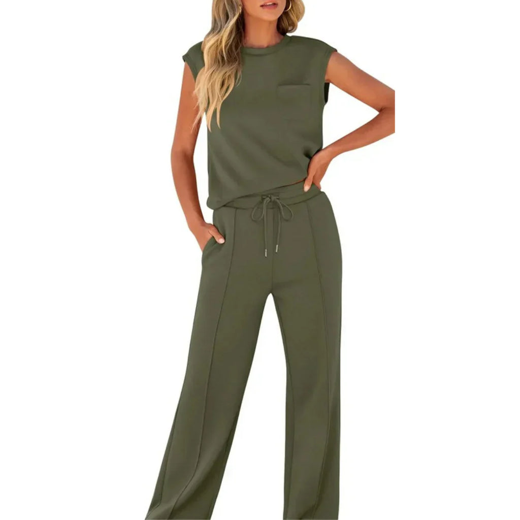 Conjunto Casual de Pantalón y Top Sin Mangas para Mujer