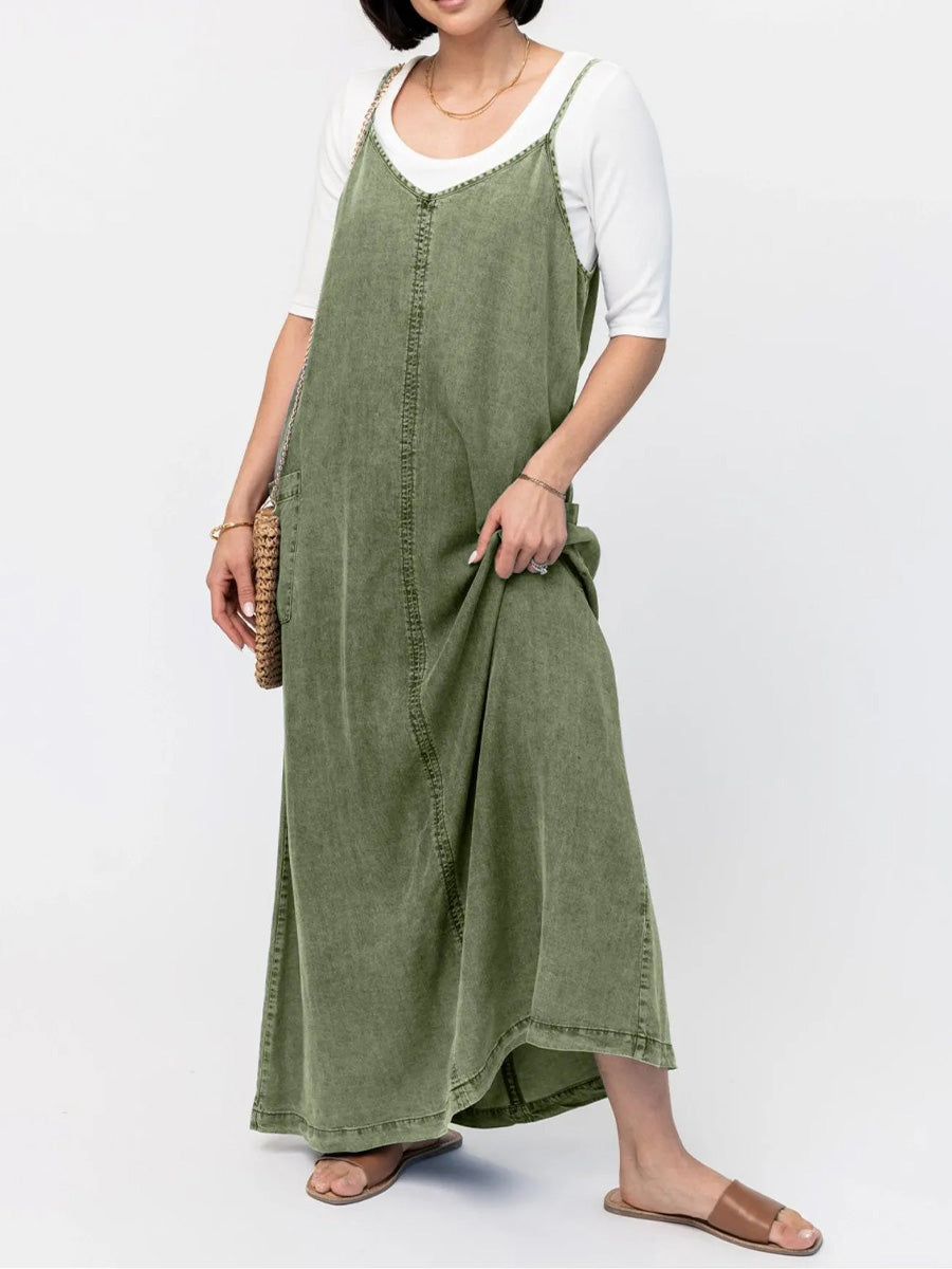 Vestido Maxi de Mezclilla Corte Relajado para Mujer
