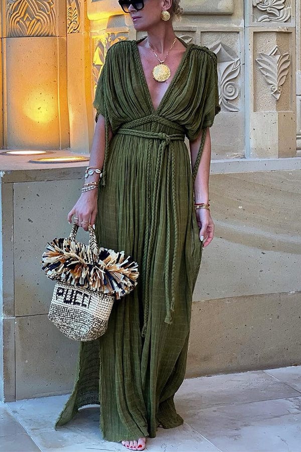 Vestido Maxi de Lino con Falda Suelta para Mujer