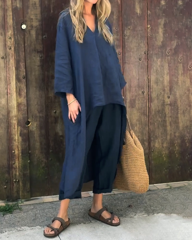 Pantalón y Top Casual de Manga Larga para Mujeres