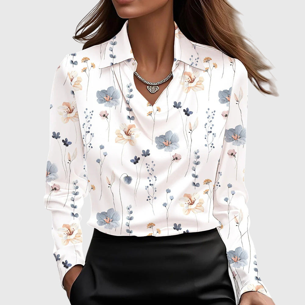 Camisa Satinada de Manga Larga para Mujeres