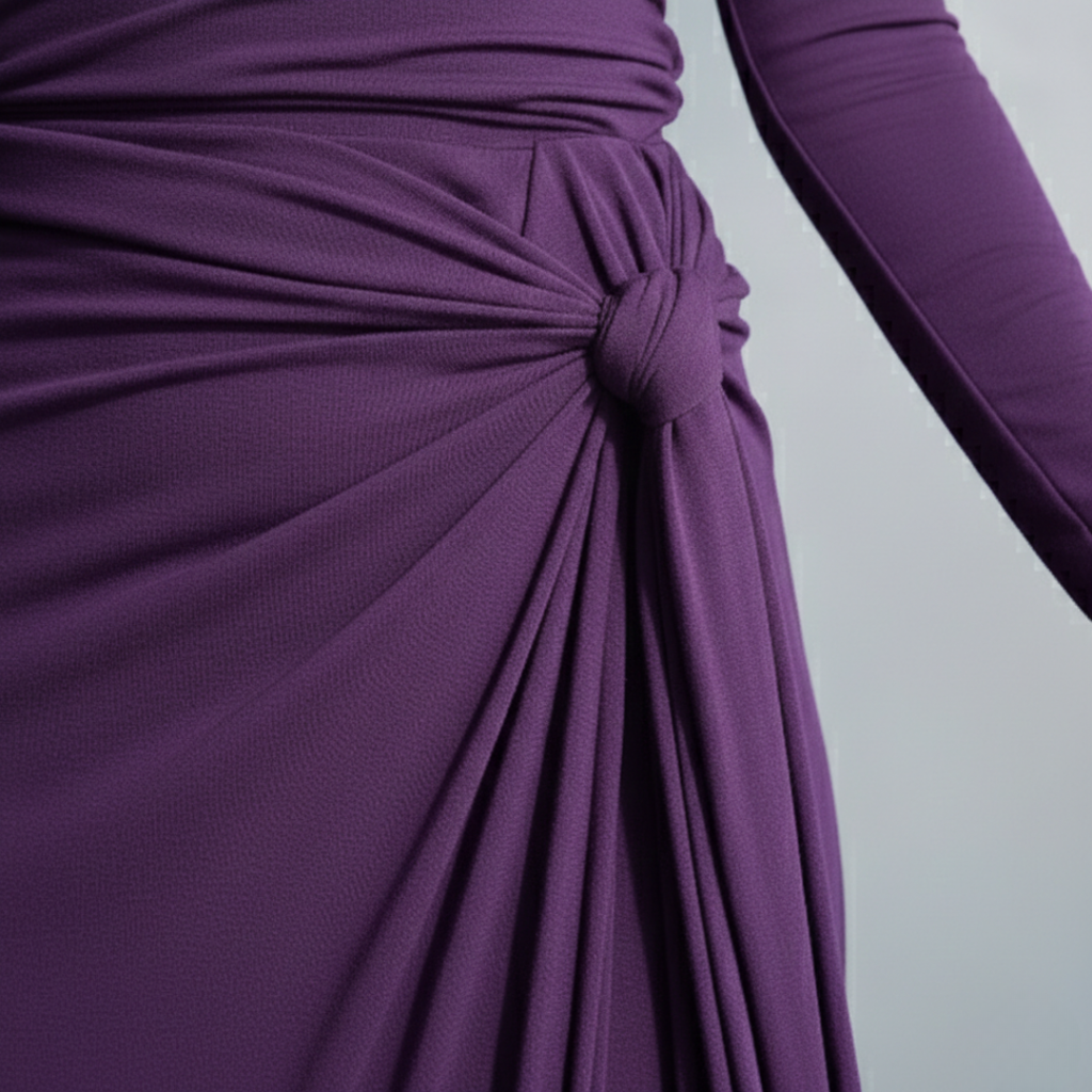 Vestido Maxi Fluido de Manga Larga con Cintura Ajustable para Mujer
