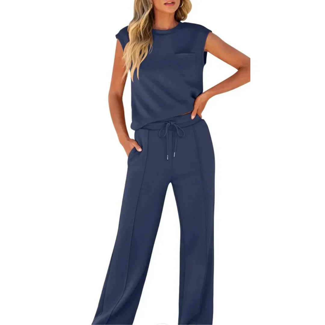Conjunto Casual de Pantalón y Top Sin Mangas para Mujer
